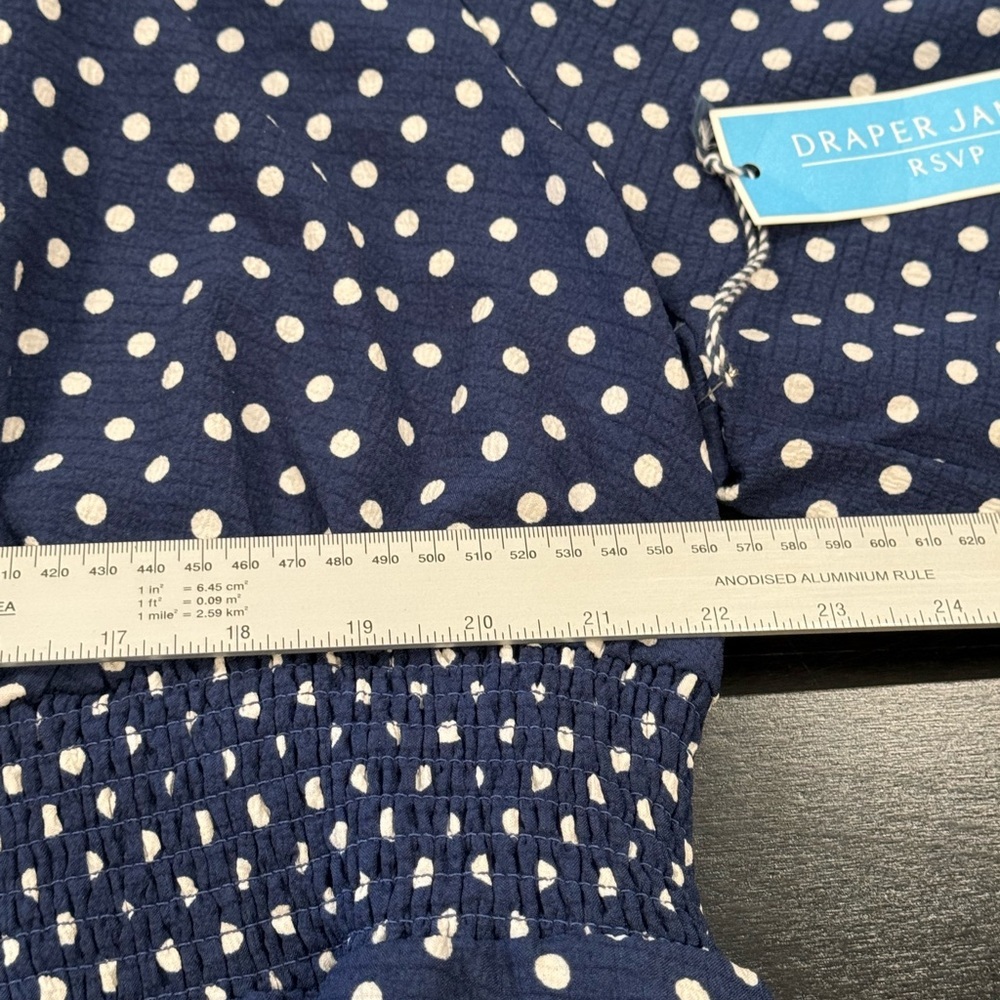 Draper James Navy Blue Polka Dot Midi Dress - Picture 12 of 15